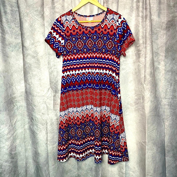 LuLaRoe Jessie Swing Dress in Patriotic Colors - Red, White & Blue - size Small - Picture 5 of 9